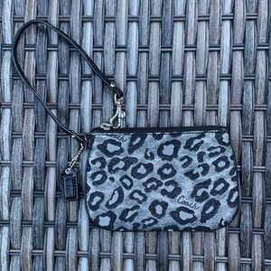 COACH silver/Grey/Black multicolor ocelot small wristlet